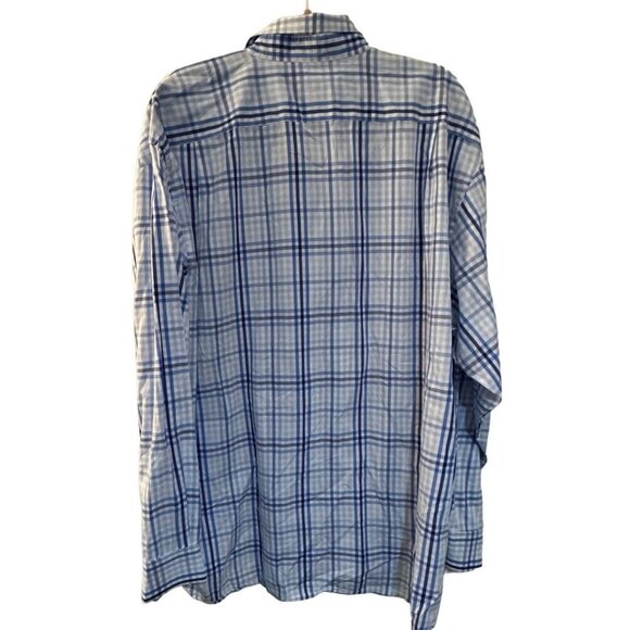 Izod Mens XXL Lightweight Poplin Button-Down Shirt Blue & White Plaid Preppy - Picture 2 of 4